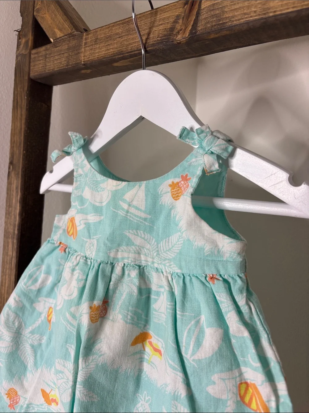 Gymboree Mint Tropical Print Tie-Shoulder Sundress 3-6M